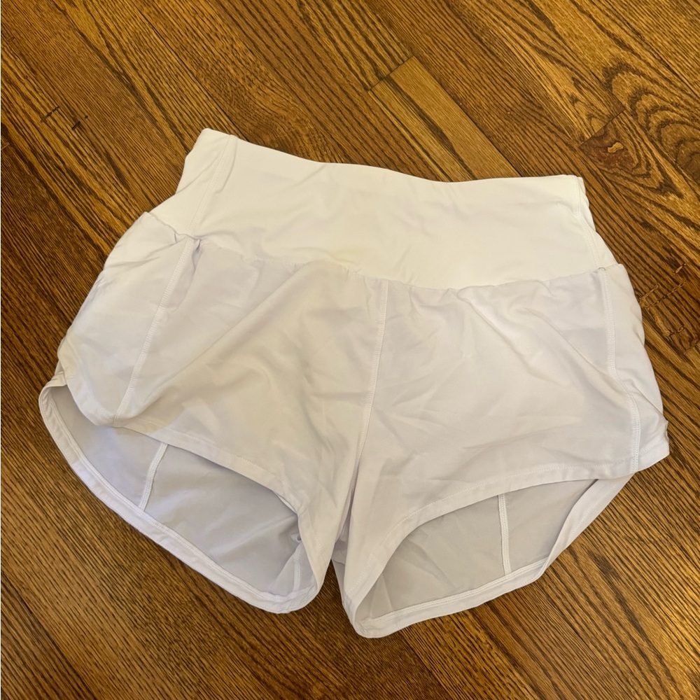 Women's White high-waisted  Athletic Shorts